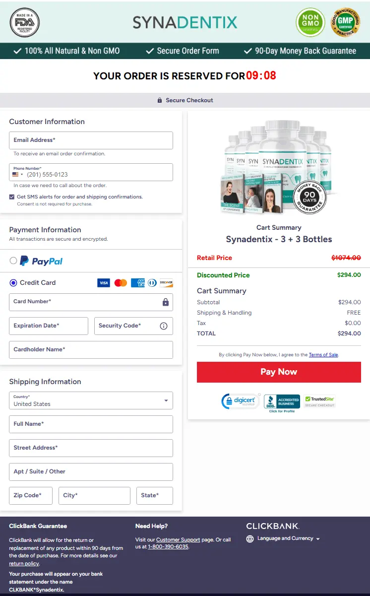 Synadentix-checkout-page